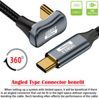 USB C to USB C Cable USB 3.2 10Gbps 100W U Shape Back Angled Male to Male for Monitor Charging Data