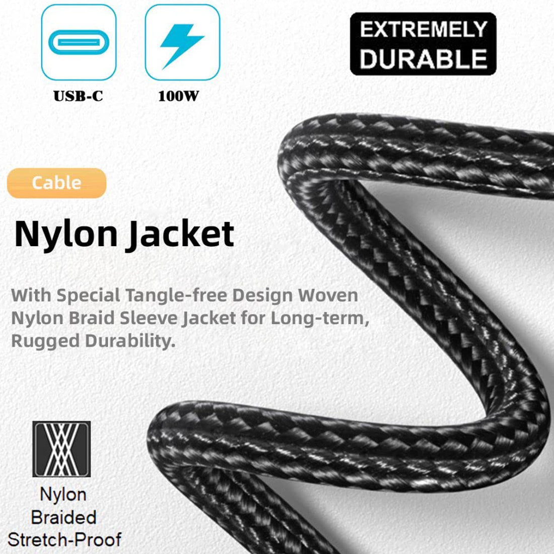 USB C to USB C Cable USB 3.2 10Gbps 100W U Shape Back Angled Male to Male for Monitor Charging Data