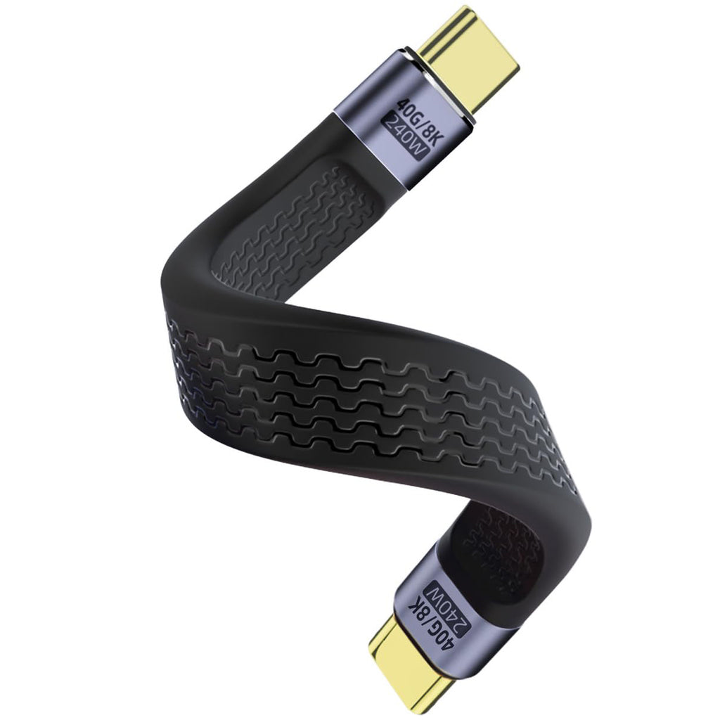 USB4 USB C Cable 240W 40Gbps 8K 60Hz 13cm Short Flat Type C Male to Male E Mark for Thunderbolt 3 4 MacBook Steam Deck Nintendo Switch