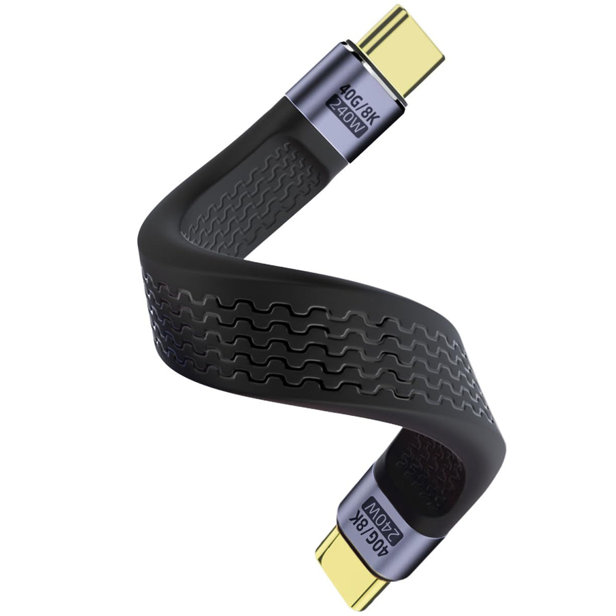 USB4 USB C Cable 240W 40Gbps 8K 60Hz 13cm Short Flat Type C Male to Male E Mark for Thunderbolt 3 4 MacBook Steam Deck Nintendo Switch
