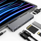 USB C Hub 7 in 1 Adapter with 4K HDMI USB 3.0 SD microSD Card Reader 3.5mm Audio USB C Data PD Charging for iPad Pro Air mini