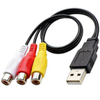 USB to 3 RCA Cable USB 2.0 A Male to 3RCA Female Composite Audio Video AV Adapter Cord for Camcorder DVD Player TV PC Mac DVR Set Top Box