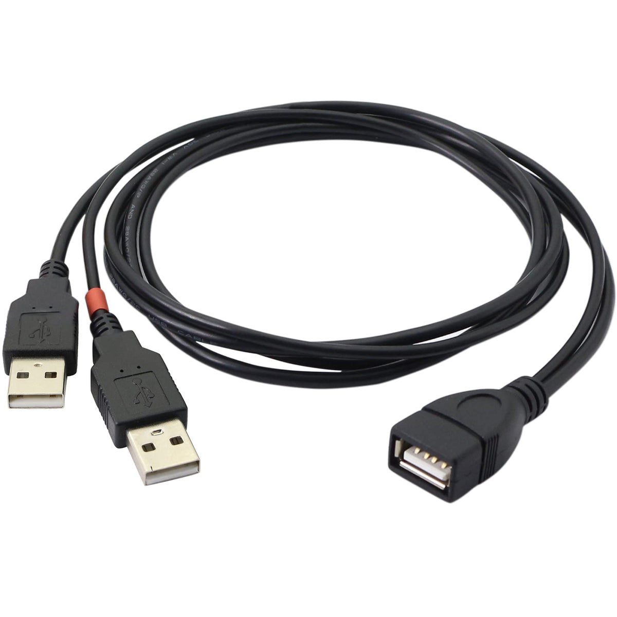 USB 2.0 A Female to Dual USB A Male Y Splitter Power Extra Charging Cord Data Sync Hub Cable for PC Computer Laptop External Hard Drive Keyboard