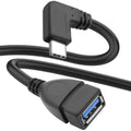 90 Degree USB C to USB 3.0 Adapter Cable Right Angle Type C Male to USB A Female OTG Cord 5Gbps 3A Fast Charging for Phone Tablet MacBook PC Laptop