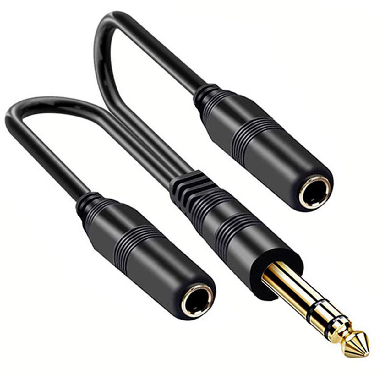 6.35mm 1/4 Inch TRS Stereo Y Splitter Cable 30cm 1/4 Male to Dual Female Audio Jack Adapter Cord for Studio Headphones Amplifier Speaker Keyboard