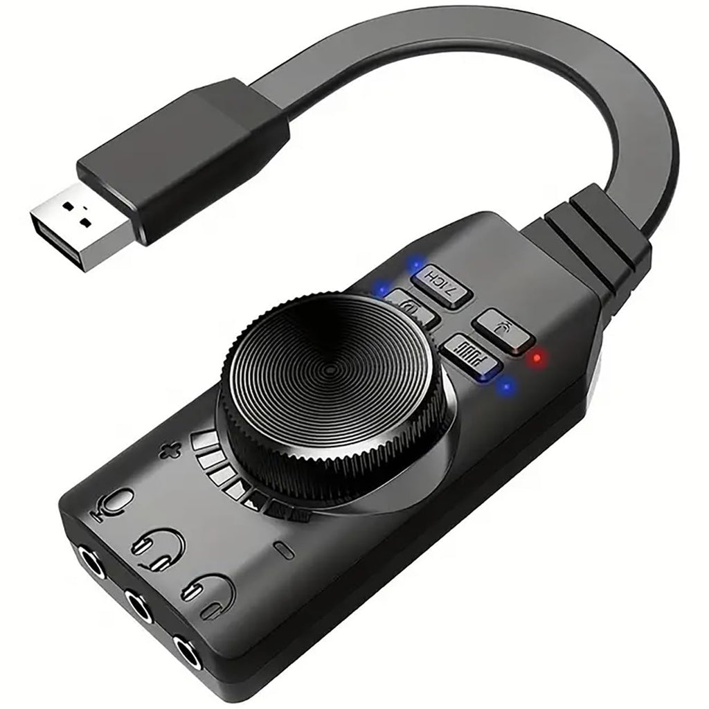 GS3 USB External Gaming Sound Card Virtual 7.1 Surround Sound 3.5mm Audio Adapter Volume Control Mic Mute EQ for PC Laptop Desktop PS4 PS5 Mac