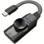 GS3 USB External Gaming Sound Card Virtual 7.1 Surround Sound 3.5mm Audio Adapter Volume Control Mic Mute EQ for PC Laptop Desktop PS4 PS5 Mac