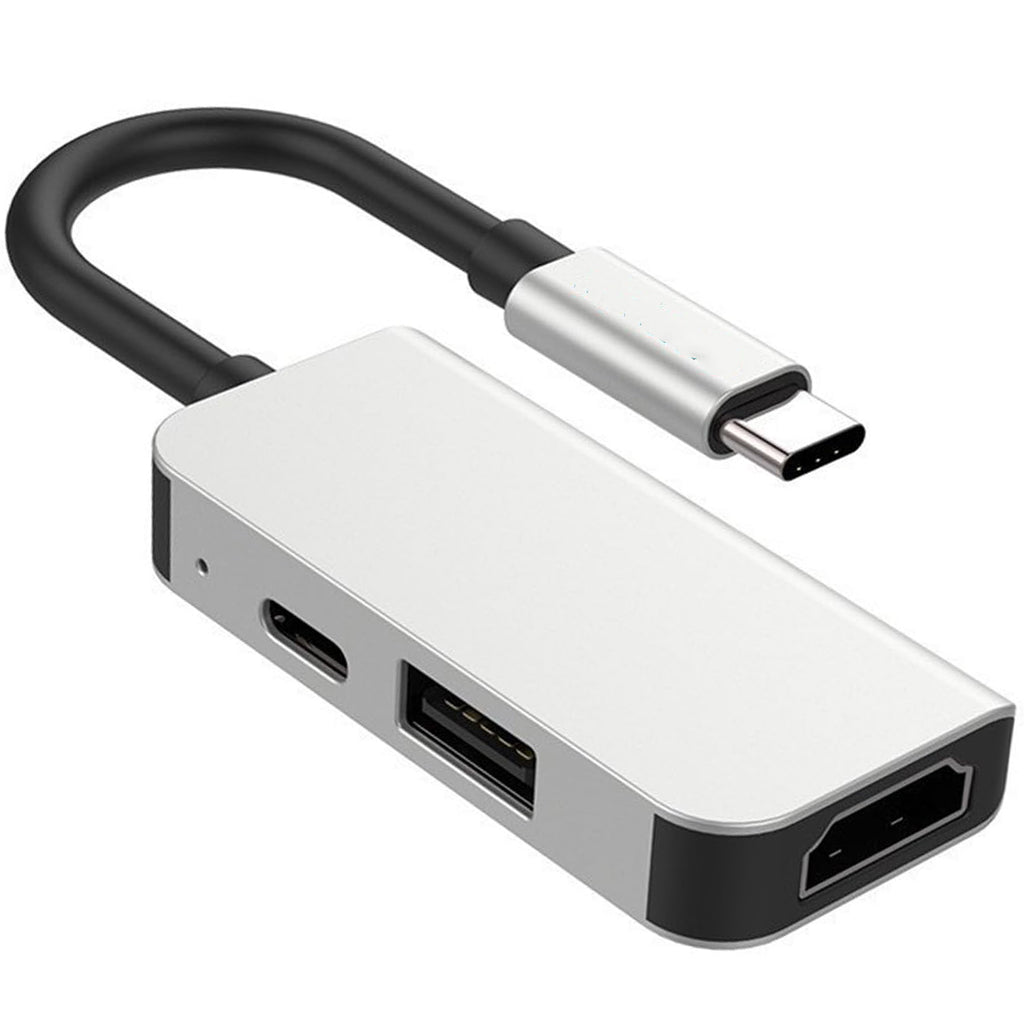 3 in 1 USB C to HDMI Adapter 4K 30Hz Multiport Type C Hub with 100W PD Fast Charging USB 3.0 for MacBook Pro Air iPad Surface Chromebook iPhone 15 16 PC