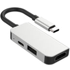 3 in 1 USB C to HDMI Adapter 4K 30Hz Multiport Type C Hub with 100W PD Fast Charging USB 3.0 for MacBook Pro Air iPad Surface Chromebook iPhone 15 16 PC