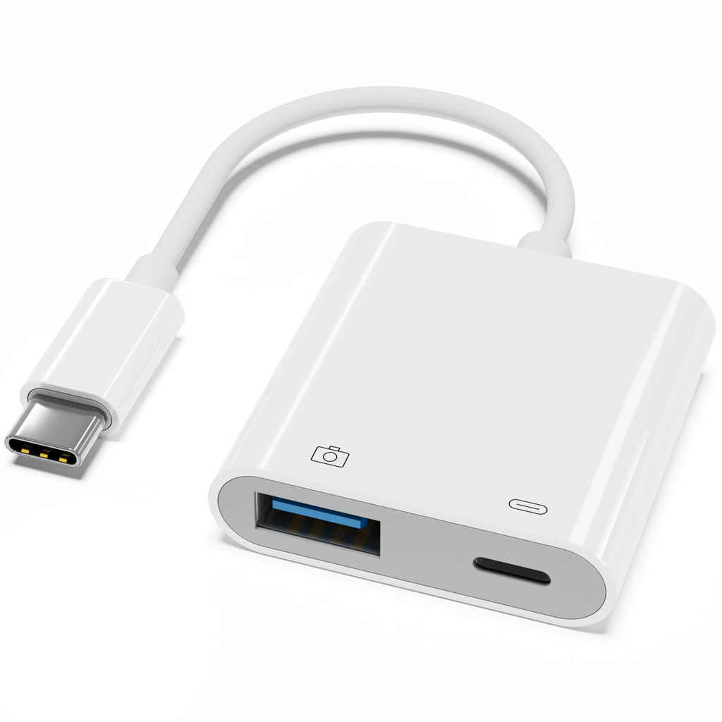 USB C to USB OTG Adapter with 30W PD Fast Charging Port Type C to USB 3.0 Camera Cable for iPhone 16 15 iPad Pro MacBook Galaxy Pixel