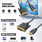 DVI D 24+1 to HDMI Compatible Cable Male to Male Bidirectional 1080P 60Hz 1920x1200 for PS5 PS4 PS3 Xbox One 360 Roku Raspberry Pi