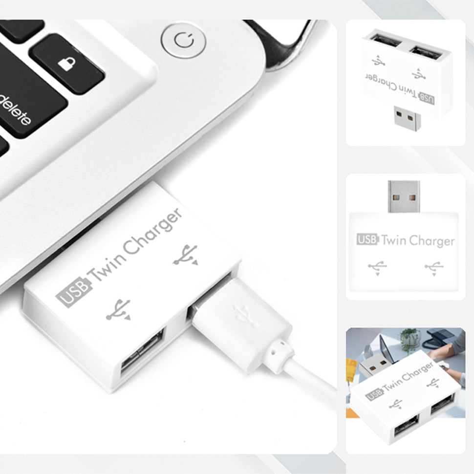 USB Splitter 1 Male to 2 Female Extension Adapter USB 2.0 Hub Dual Port Charging Converter for Devices
