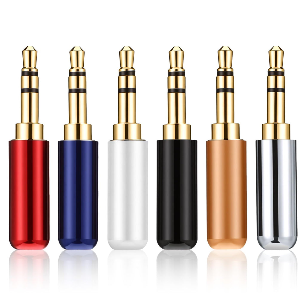 3.5mm Male Solder Audio Plug 1/8 Inch TRS 3 Pole Gold Plated Headphone Jack Repair Connector Metal Shell for DIY Stereo Aux Cable Earphone Headset
