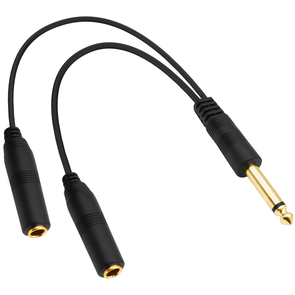 6.35mm 1/4 Inch TS Mono Y Splitter Cable 30cm 1/4 Male to Dual Female Audio Jack Adapter Cord for Electric Guitar Bass Amplifier Microphone Mixer
