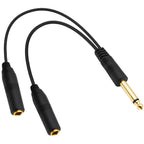 6.35mm 1/4 Inch TS Mono Y Splitter Cable 30cm 1/4 Male to Dual Female Audio Jack Adapter Cord for Electric Guitar Bass Amplifier Microphone Mixer