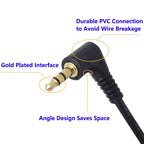3.5mm Audio Cable Male to Male Dual 90 Degree Right Angle Aux Stereo Cord Gold Plated 3 Pole TRS 30cm 1ft Short Elbow Car Smartphone Tablet Speaker