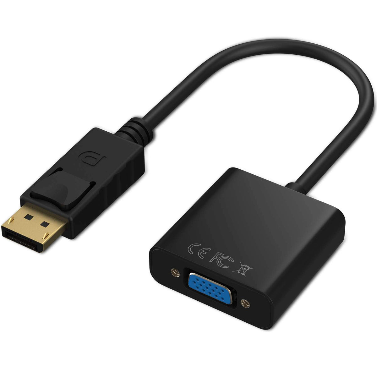 DisplayPort to VGA Adapter DP Male to VGA Female 1080P 60Hz One Way Video Converter Gold Plated for Computer Desktop Laptop PC Monitor Projector HDTV