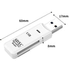 USB SD Card Reader 2 in 1 Dual Slot Flash Memory Adapter Micro SD TF SDHC SDXC USB 2.0 for PC Laptop Desktop Camera Dash Cam Trail Camera