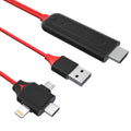 3 in 1 Phone to HDMI Cable 1080P Type C Lightning Micro USB to HDMI Screen Mirroring Cord with USB Power for iPhone 11 X 8 Samsung S9 S8 TV Projector