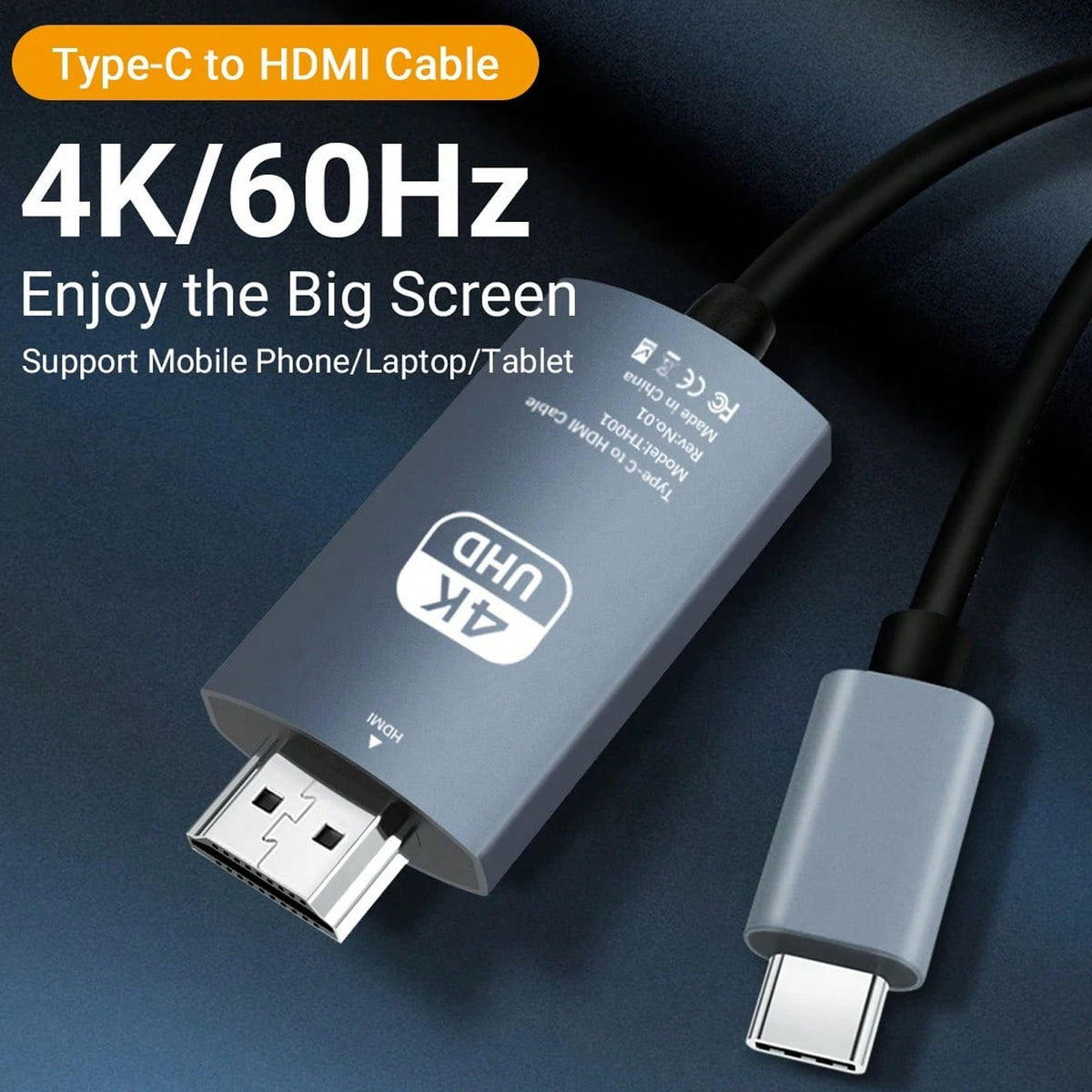 USB C to HDMI Cable 6.6ft 2M 4K 60Hz Type C to HDMI 2.0 Cord for MacBook Pro Air iPhone 17 16 15 iPad Galaxy S24 Dell XPS Surface Monitor TV Projector