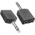 6.35mm to Dual 6.35mm Splitter 1/4 Inch TRS Male to Dual Female Stereo Audio Adapter 6.5mm Headphone Y Jack for Mixer Amplifier Speaker Guitar Piano
