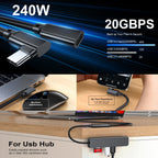 Right Angle USB C Extension Cable 90 Degree Type C Male to Female Extender Cord 240W 5A PD 20Gbps 8K 60Hz Video for MacBook iPad Steam Deck PSVR2 Dell