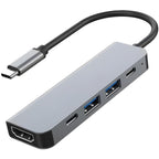5 in 1 USB C Hub 4K HDMI Multiport Adapter 100W PD USB C 2.0 Data Port USB 3.0 2.0 Type C Dock for MacBook Pro Air M3 M2 M1 iPad Pro iPhone 15 Dell HP
