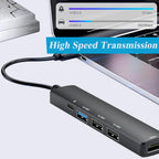 5 in 1 USB C Hub with 4K HDMI 100W PD Fast Charging USB 3.0 Dual USB 2.0 Multiport Type C Adapter for MacBook Pro Air M1 M2 iPad Pro XPS Surface Laptop