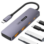 4 Port USB C Hub 10Gbps USB 3.2 Gen2 Splitter with 2 USB C and 2 USB A Data Ports Aluminum Adapter for MacBook Pro Air M2 M1 iPad Pro Surface Galaxy Laptop