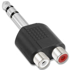 6.35mm to RCA Adapter 1/4 Inch TRS Male to Dual RCA Female Splitter 6.5mm Stereo Phono Audio Converter for Mixer Amplifier Speaker Guitar AV Receiver