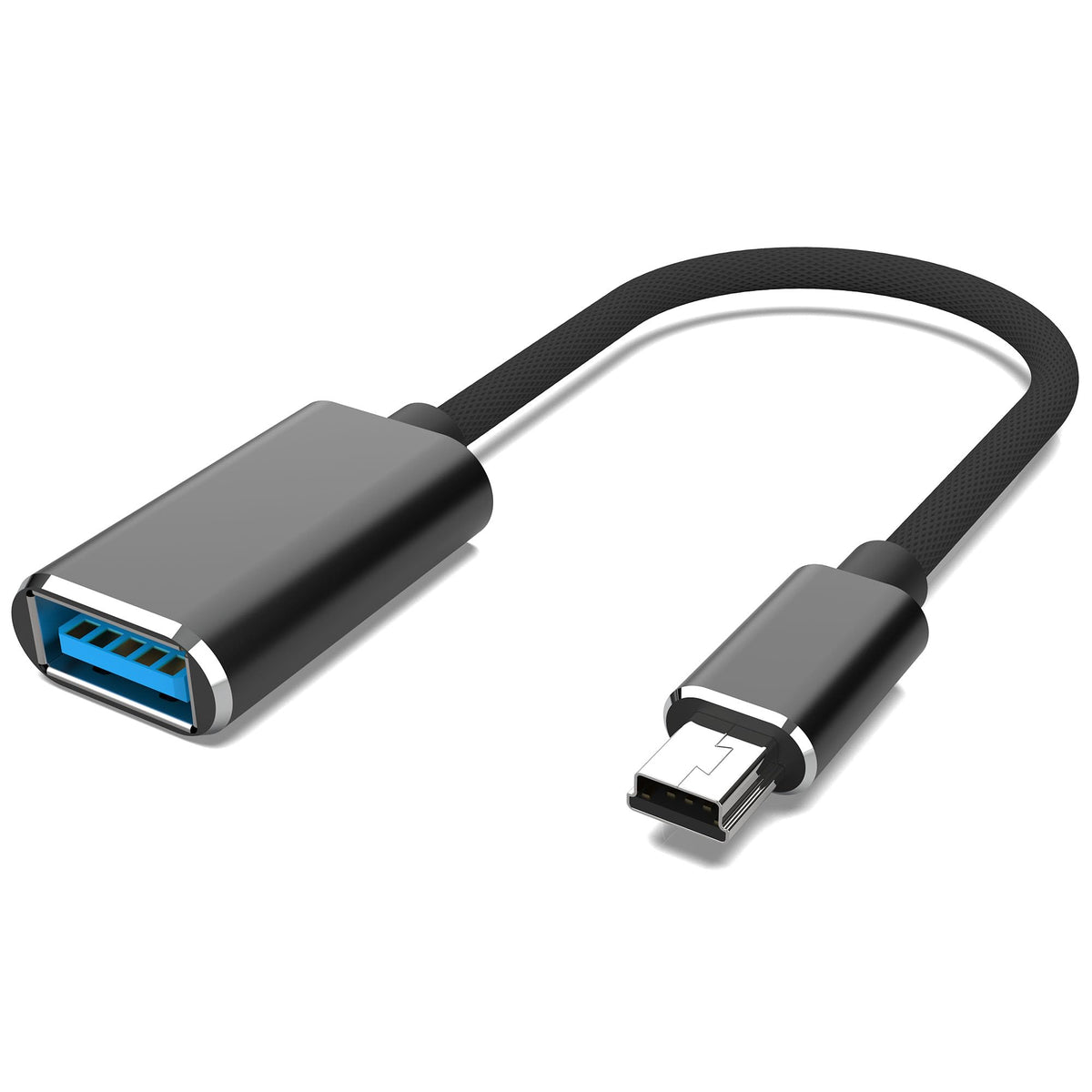 Mini USB OTG Cable USB A Female to Mini USB 5 Pin Male Adapter Braided Host Cord for Dash Cam Car Navigation GPS Digital Camera MP3 MP4 Tablet Recorder