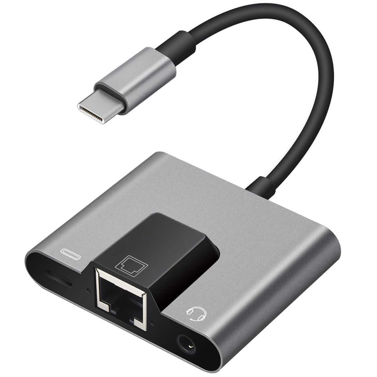 USB C to RJ45 Ethernet Adapter 10/100Mbps with 3.5mm Audio Jack and USB C Charging for iPhone 15 16 iPad Pro Galaxy