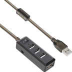 Active USB 2.0 Extension Cable with 4 Port USB Hub Power Switch Long USB Repeater Cord with DC 5V Jack for PC Laptop Printer Webcam Mouse Flash Drive