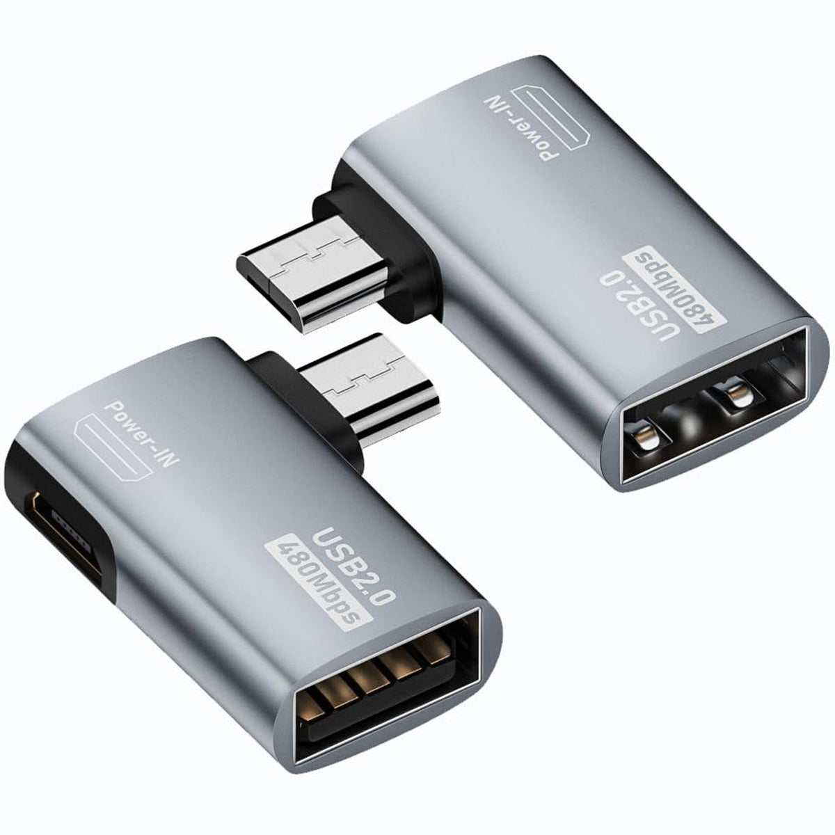 90 Degree Micro USB OTG Adapter Powered USB A Female for Fire TV Stick 4K Max Lite Chromecast Android Phone Tablet Left Right Angle