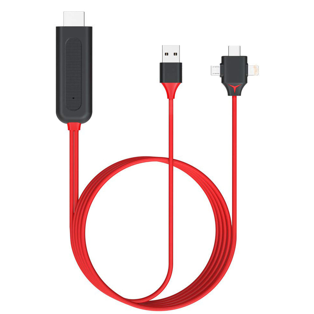 3 in 1 Phone to HDMI Cable 1080P Type C Lightning Micro USB to HDMI Screen Mirroring Cord with USB Power for iPhone 11 X 8 Samsung S9 S8 TV Projector