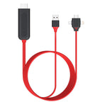 3 in 1 Phone to HDMI Cable 1080P Type C Lightning Micro USB to HDMI Screen Mirroring Cord with USB Power for iPhone 11 X 8 Samsung S9 S8 TV Projector