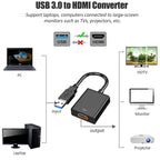USB 3.0 to HDMI Adapter 1080P 60Hz Video Audio Converter for Windows PC Laptop Monitor HDTV TV Projector Mirror Extend Display
