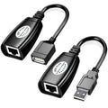 USB 2.0 Extender Over RJ45 Cat5 Cat5e Cat6 Cable Extension Adapter Set Up to 50m 164ft for PC Laptop Printer Mouse Keyboard Webcam