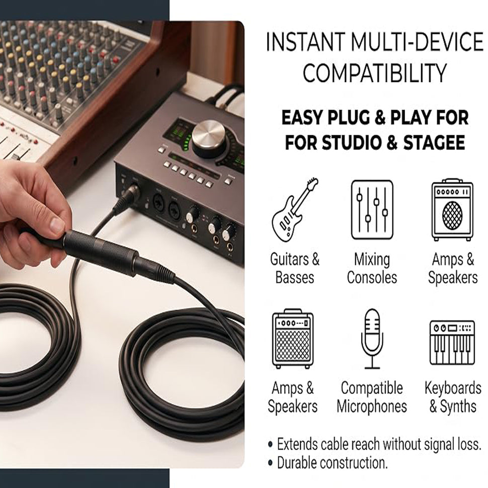 6.35mm Female to Female Coupler 1/4 Inch TRS TS Audio Joiner Adapter Extend Guitar Instrument Cables for Amplifier Speaker Mixer