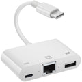 USB C to RJ45 Ethernet Adapter 100Mbps Wired LAN Network Adapter with USB A Port Type C Charging Port Plug and Play for Type C Smartphone iPhone