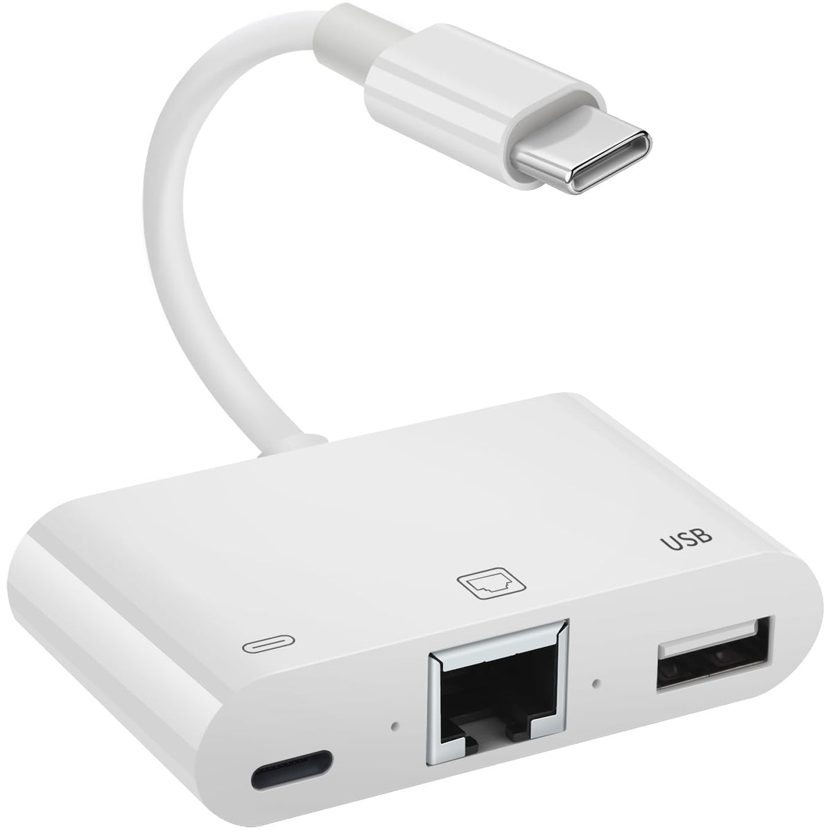 USB C to RJ45 Ethernet Adapter 100Mbps Wired LAN Network Adapter with USB A Port Type C Charging Port Plug and Play for Type C Smartphone iPhone