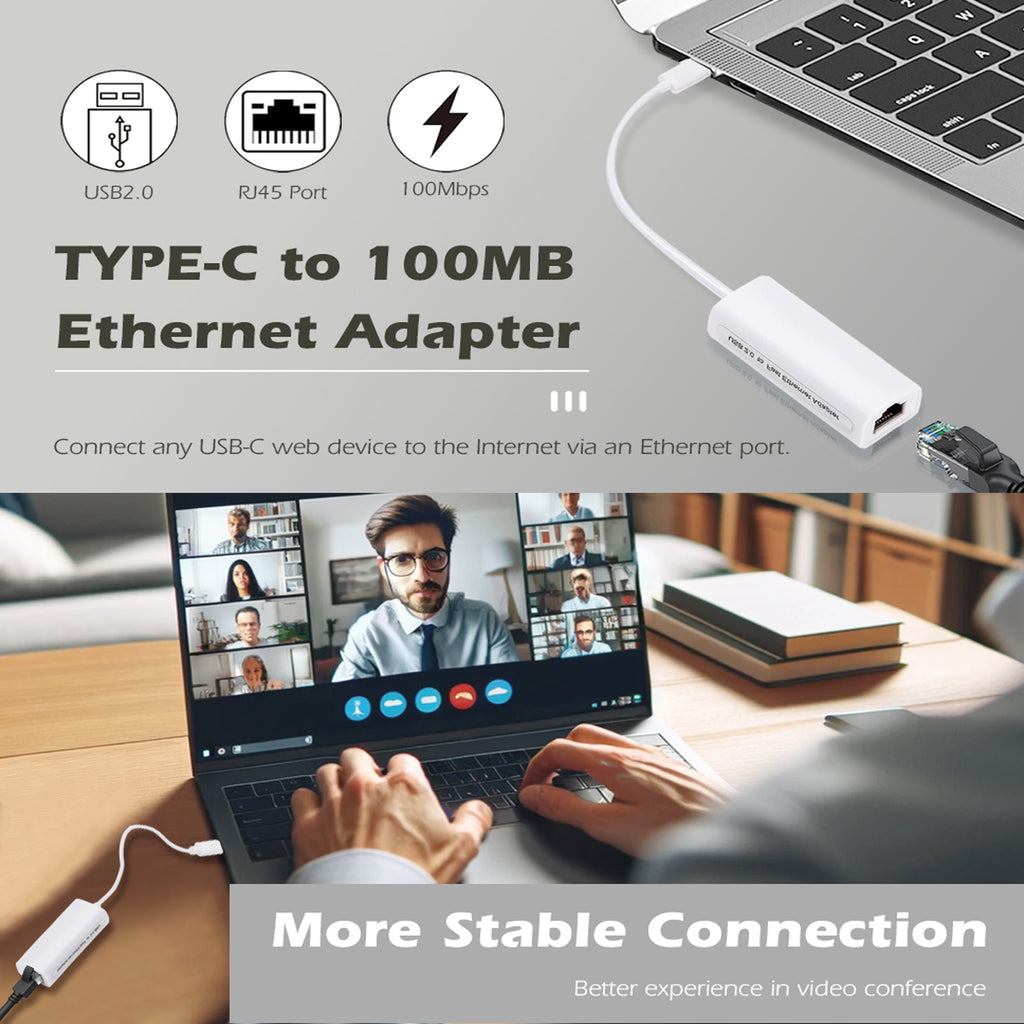 USB C to Ethernet Adapter 100Mbps Type C to RJ45 Fast Ethernet LAN Network Converter Cable for MacBook Pro Surface Book Dell XPS HP Spectre Yoga PC