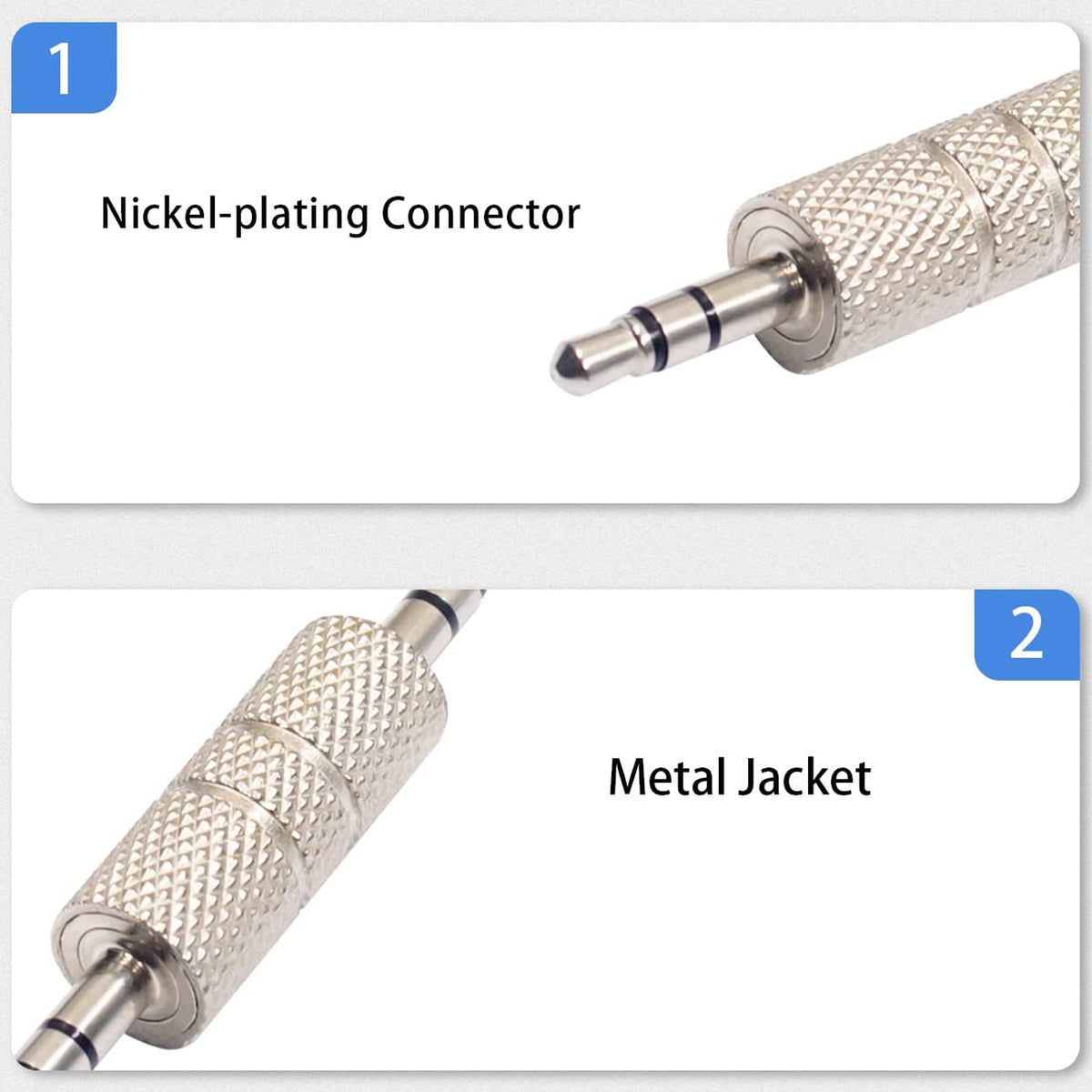 3.5mm Male to Male Audio Adapter 1/8 Inch TRS Stereo AUX Coupler All Metal Silver Gender Changer Plug for Bluetooth Receiver Car AUX Speaker PC Laptop