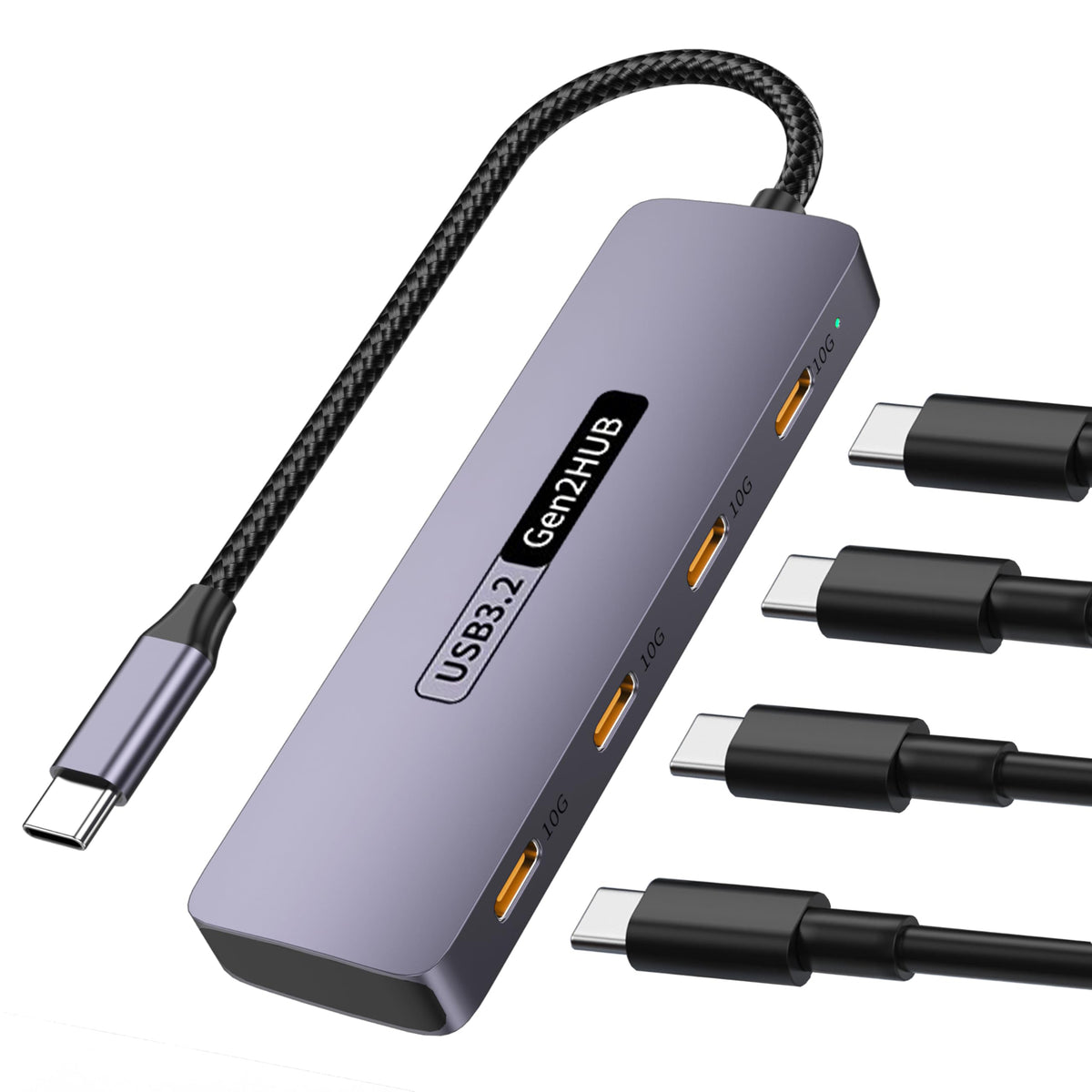 4 Port USB C Hub 10Gbps USB 3.2 Gen2 Type C Data Splitter Aluminum Multiport Adapter for MacBook Pro Air M2 M1 iPad Pro Surface Galaxy S23 Laptop