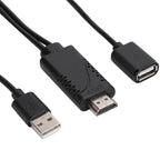 USB 2.0 Female Input to HDMI Male Output Phone Screen Mirroring Cable USB Power 5V 1A 1080p 1m for iPhone Android TV Monitor