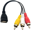 USB Female to 3 RCA Male AV Adapter Cable USB 2.0 A to 3RCA Male Composite Audio Video Cord for Camcorder TV Monitor