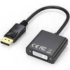 DisplayPort to DVI I Adapter DP Male to DVI I 24+5 Female Converter 1080p 60Hz for Desktop Laptop Monitor Projector