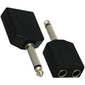 6.35mm to Dual 6.35mm Splitter 1/4 Inch TS Mono Male to Dual Female Audio Adapter 6.5mm Y Jack Converter for Guitar Bass Amplifier Mixer Pedalboard
