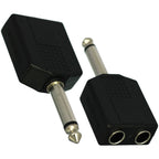 6.35mm to Dual 6.35mm Splitter 1/4 Inch TS Mono Male to Dual Female Audio Adapter 6.5mm Y Jack Converter for Guitar Bass Amplifier Mixer Pedalboard