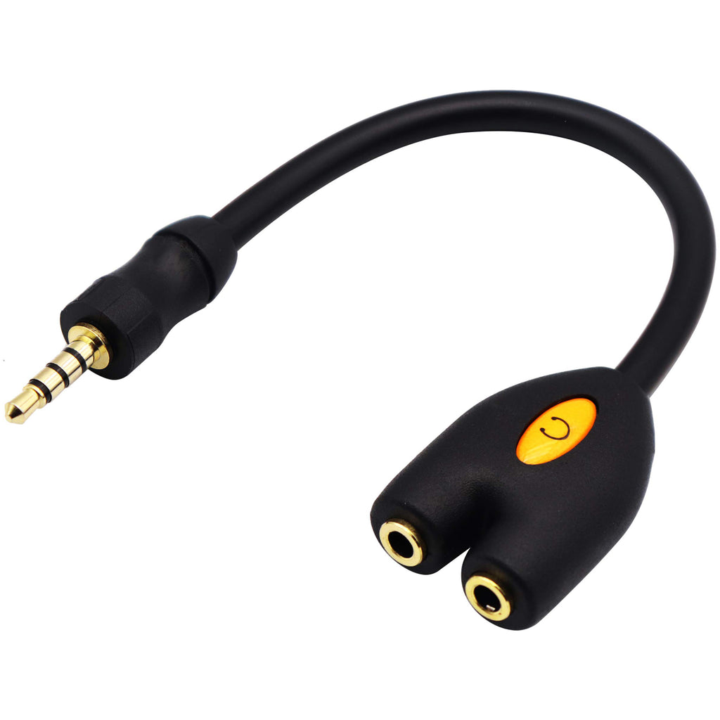 3.5mm TRRS Headphone Splitter Cable 4 Pole 1/8 Inch Male to 2 Female Aux Cord Dual Headset Mic Audio Y Adapter for Gaming Phone PC Laptop Controller